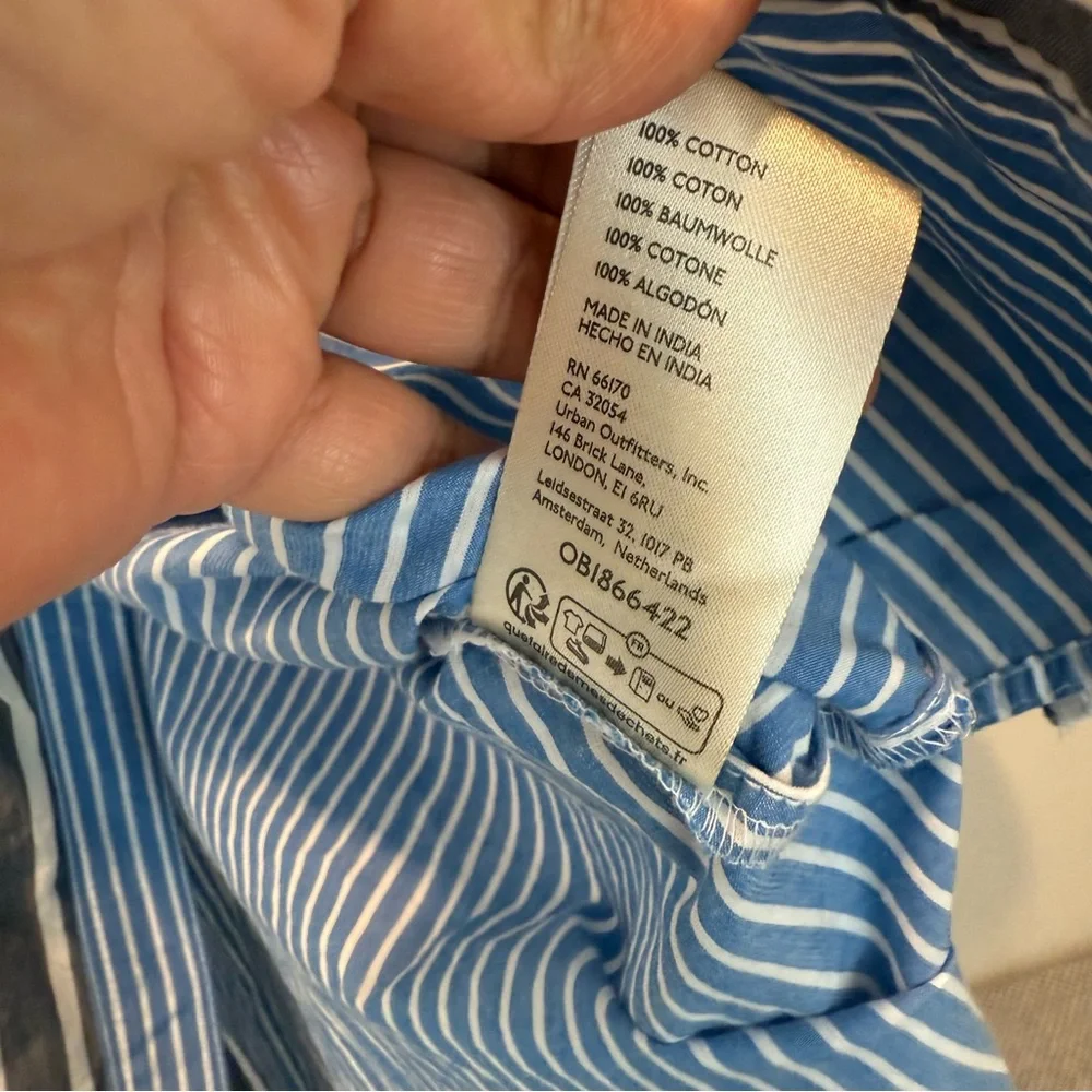 Pilcro Reworked Mixed Stripe Buttondown Shirt size L - Picture 8 of 12